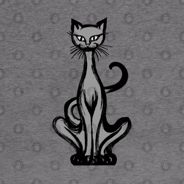 Retro 1970's Groovy Funky Grey Jazz Cat Cartoon by iskybibblle